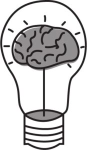 Light bulb with brain in it