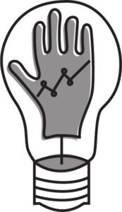 Light bulb with hand in it